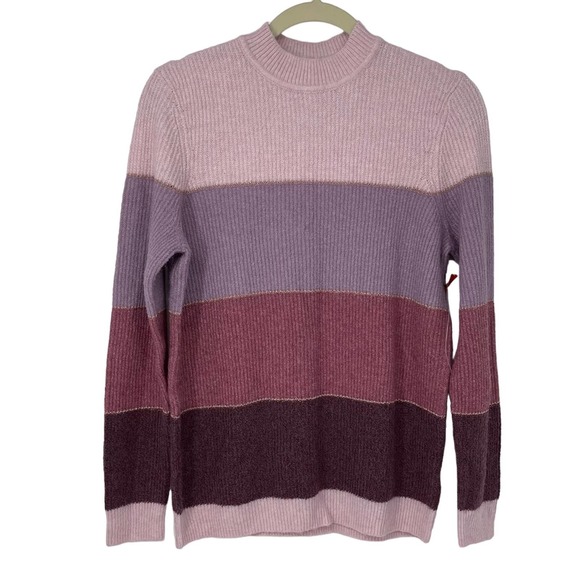 Elle Sweaters - ELLE PINK COLORBLOCK STRIPED STRETCH SWEATER SMALL